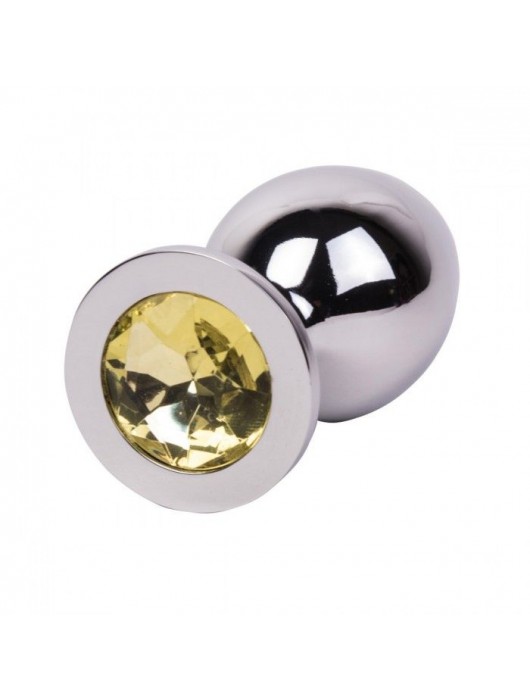 Большой стальной плаг с желтым кристаллом Sweet Lemon - 9,5 см. - Erotic Fantasy - купить с доставкой в Бийске