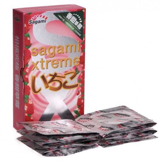 Презервативы Sagami Xtreme Strawberry c ароматом клубники - 10 шт. - Sagami - купить с доставкой в Бийске