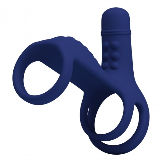 Синяя вибронасадка на пенис Vibrating Penis Sling - Baile - в Бийске купить с доставкой