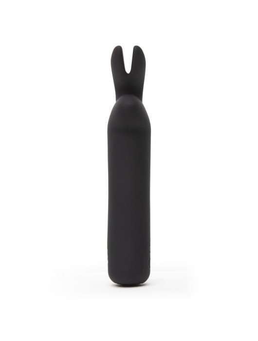 Черная вибропуля с ушками Rechargeable Rabbit Ears Bullet Vibrator - Happy Rabbit