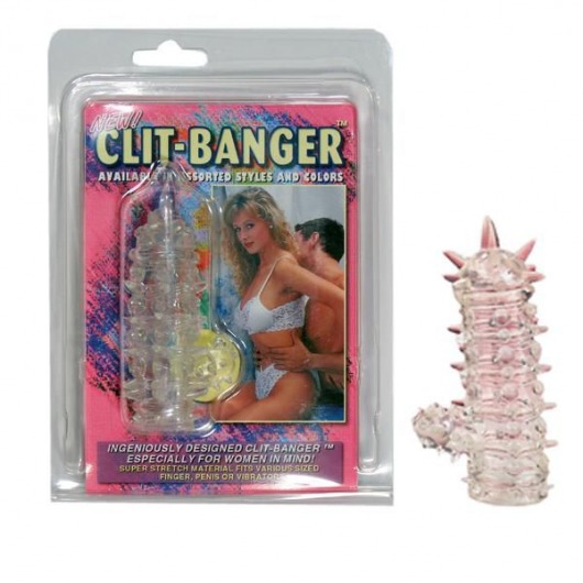 Прозрачная насадка с шипами и клиторальной шишечкой CLIT-BANGER SLEEVE IN CLEAR - Tonga - в Бийске купить с доставкой