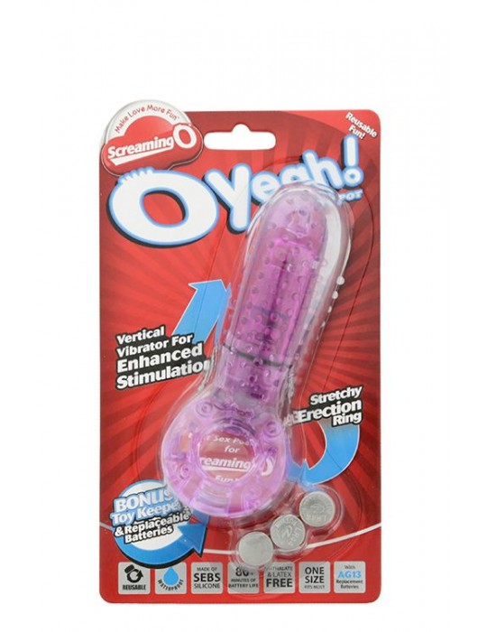 Фиолетовое эрекционное кольцо с вибрацией и пальчиком OYEAH PURPLE - Screaming O - в Бийске купить с доставкой