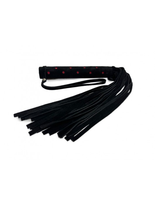 Черная замшевая плеть с красными точками на рукояти Red dot Princess - 43 см. - БДСМ Арсенал - купить с доставкой в Бийске