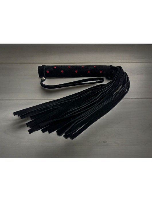 Черная замшевая плеть с красными точками на рукояти Red dot Princess - 43 см. - БДСМ Арсенал - купить с доставкой в Бийске