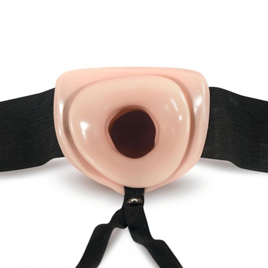 Телесный фаллопротез на черных эластичных ремнях 7 Inch Hollow Strap On - 17 см. - Blush Novelties - купить с доставкой в Бийске