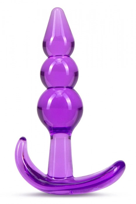 Фиолетовый анальный стимулятор Triple Bead Anal Plug - 9 см. - Blush Novelties