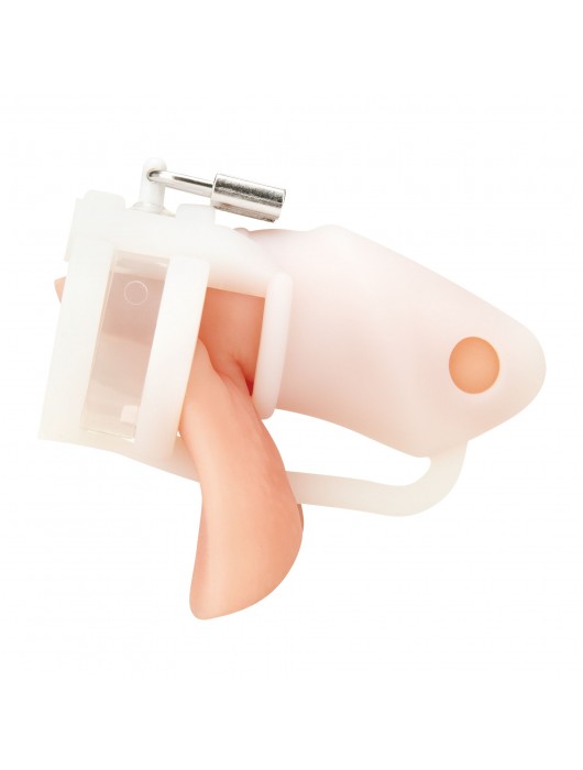 Белая клетка для пениса Silicone Small 2 in Cock Cage With Ball Divider - BlueLine - купить с доставкой в Бийске