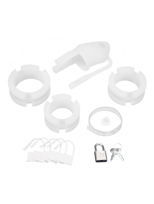 Белая клетка для пениса Silicone Small 2 in Cock Cage With Ball Divider - BlueLine - купить с доставкой в Бийске