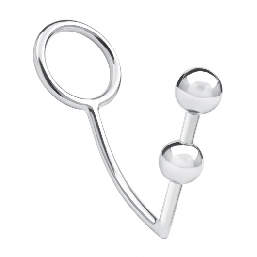 Кольцо на пенис с анальным стимулятором Two Bead Stainless Steel Anal Hook   Cock Ring - BlueLine - в Бийске купить с доставкой
