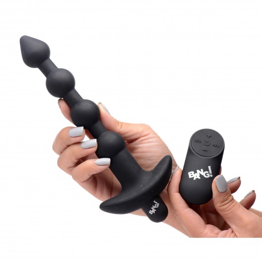 Черные анальные бусы с вибрацией и пультом ДУ 28X Remote Control Vibrating Silicone Anal Beads - 19 см. - XR Brands