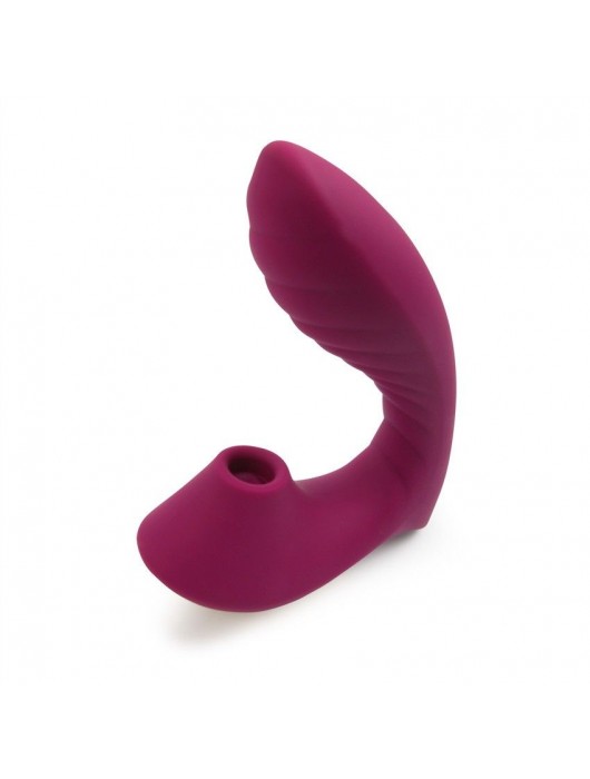 Сливовый L-образный вибромассажёр с вакуумной стимуляцией 3,5’’ Silicone Billow Suction Lover - Erokay