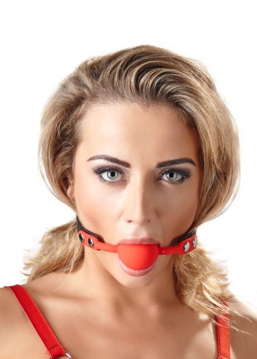 Силиконовый кляп-шар на чёрных ремешках Red Gag silicone - Orion - купить с доставкой в Бийске