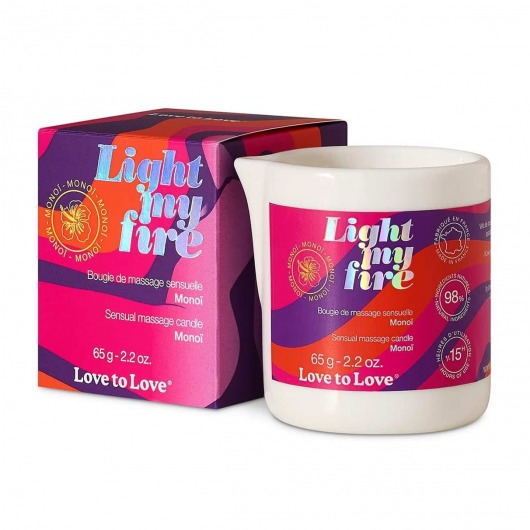 Массажная свеча Light My Fire с ароматом моной - 80 мл. - Love to Love - купить с доставкой в Бийске