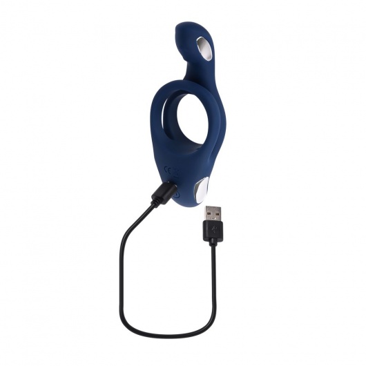 Синее эрекционное виброкольцо с двойным подхватом мошонки Ring Around The Rosy - Zero Tolerance - в Бийске купить с доставкой