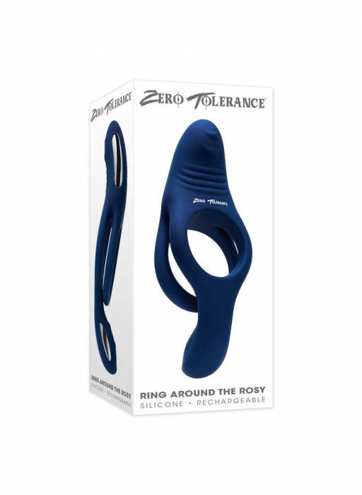 Синее эрекционное виброкольцо с двойным подхватом мошонки Ring Around The Rosy - Zero Tolerance - в Бийске купить с доставкой