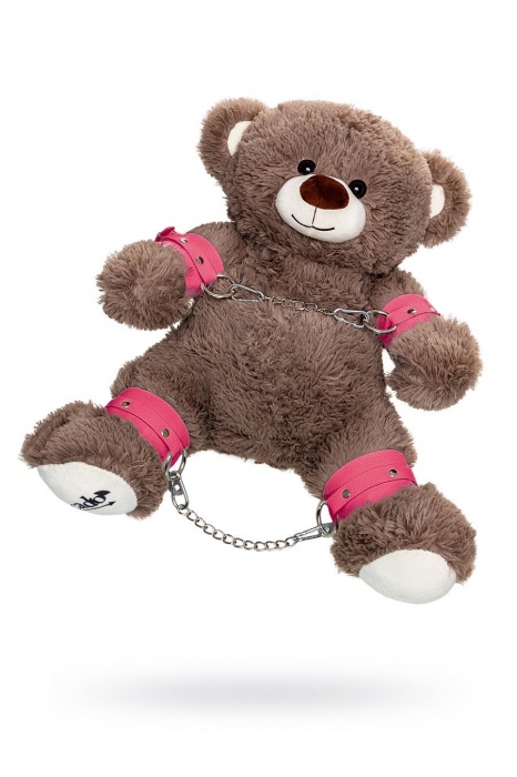 Бондажный набор: бурый мишка с розовыми оковами и наручниками - Pecado - купить с доставкой в Бийске