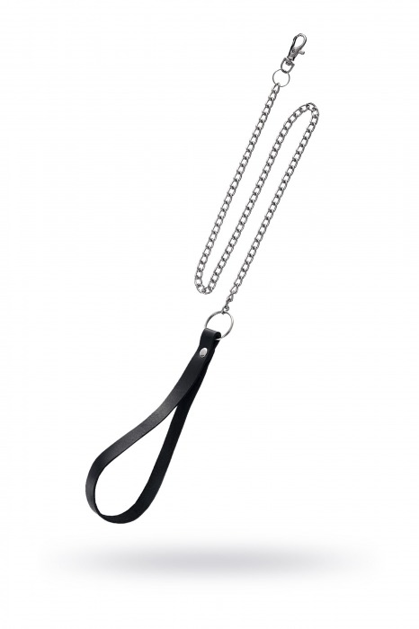 Поводок с ручкой из черной натуральной кожи и карабином для ошейника - Pecado - купить с доставкой в Бийске
