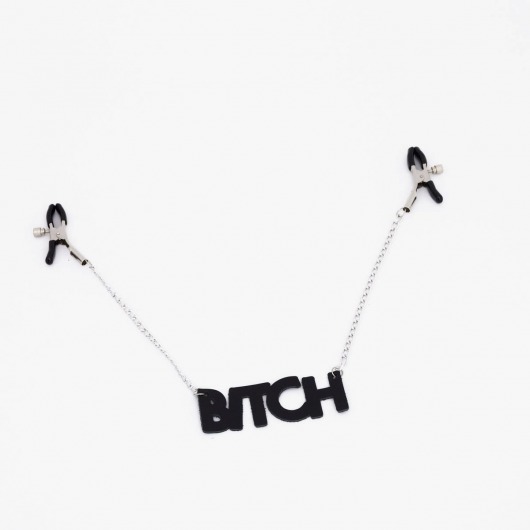 Зажимы на соски с кожаной подвеской Bitch - Crazy Handmade - купить с доставкой в Бийске