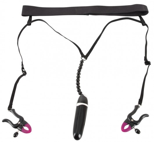 Женские вибростринги с зажимами для половых губ Spreader String with Vibrator - Orion - купить с доставкой в Бийске