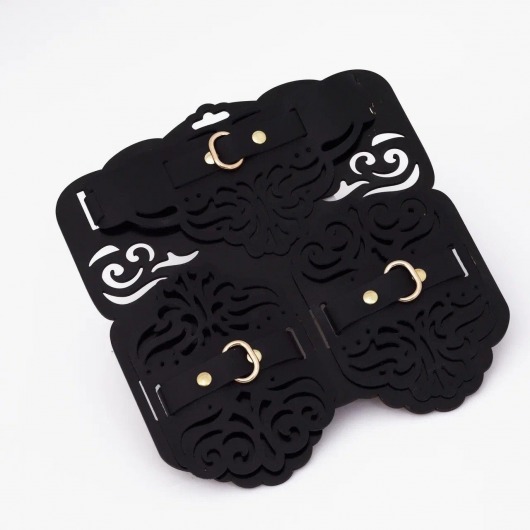 Фигурный набор для БДСМ-игр с узорами и золотистой фурнитурой - Crazy Handmade - купить с доставкой в Бийске