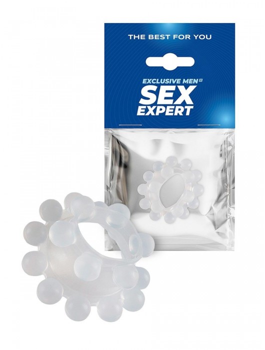 Эластичное эрекционное кольцо с двумя рядами шариков - Sex Expert - в Бийске купить с доставкой