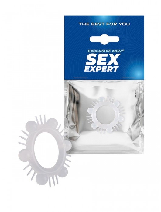 Эластичное эрекционное кольцо с шипиками и шариками - Sex Expert - в Бийске купить с доставкой