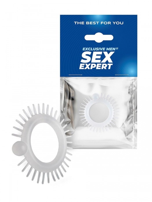 Эластичное эрекционное кольцо с шипиками и шариком - Sex Expert - в Бийске купить с доставкой