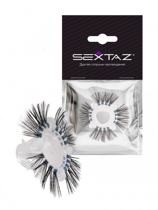 Эластичное эрекционное кольцо с черными «ресничками» - Sextaz - в Бийске купить с доставкой