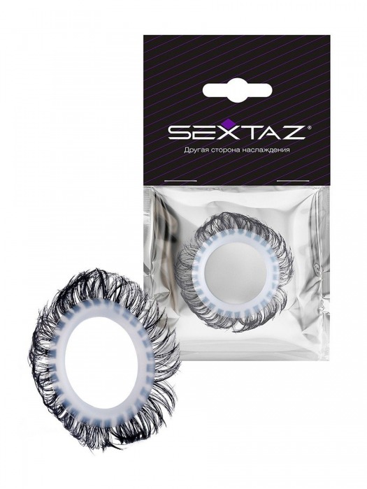 Эластичное эрекционное колечко с черными «ресничками» - Sextaz - в Бийске купить с доставкой