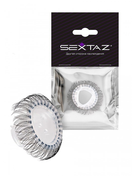 Эластичное эрекционное кольцо с длинными черными «ресничками» - Sextaz - в Бийске купить с доставкой