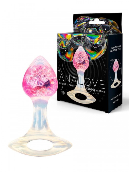 Розоватая анальная пробка с руской - 8,5 см. - AnaLove