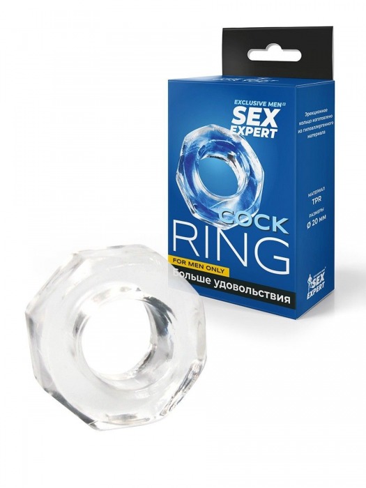 Прозрачное эрекционное кольцо в форме гайки - Sex Expert - в Бийске купить с доставкой