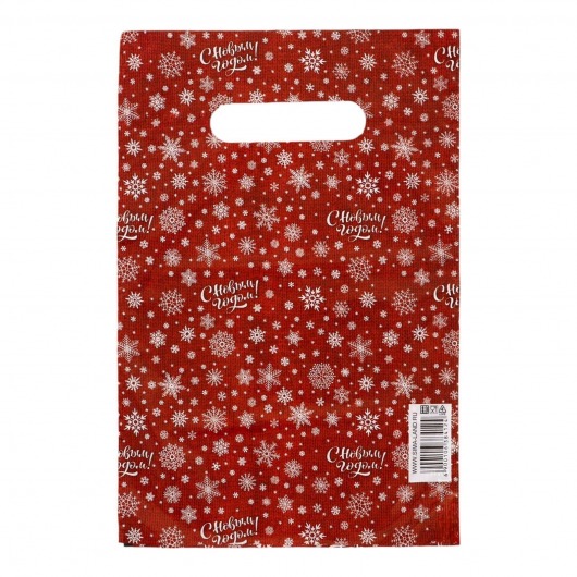 Красный подарочный новогодний пакет с вырубной ручкой (20х30 см) - Сима-Ленд - купить с доставкой в Бийске