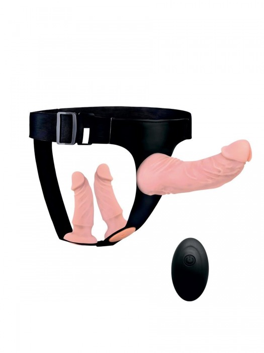 Женский страпон с 3 насадками и вибрацией - Erowoman-Eroman - купить с доставкой в Бийске