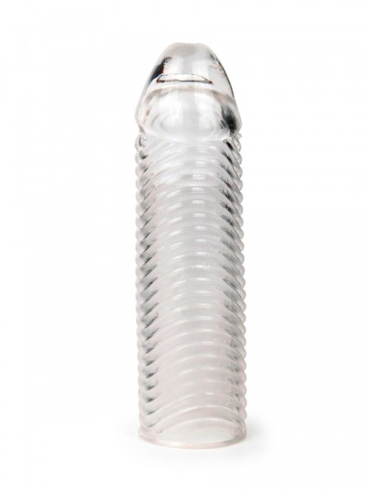 Прозрачная закрытая насадка на пенис с ребрышками - 16 см. - Sex Expert - в Бийске купить с доставкой