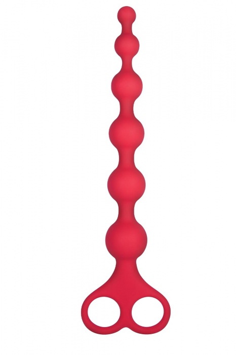 Красная анальная цепочка Ribbed Silicone Anal Beads - 26 см. - NMC