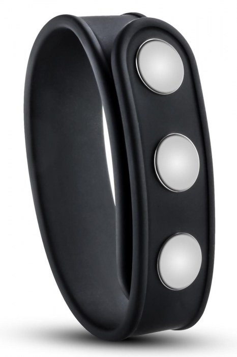 Черное эрекционное кольцо на кнопках - Blush Novelties - в Бийске купить с доставкой