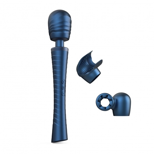 Синий вибромассажёр с насадками Man.wand Edgy - Manwan - в Бийске купить с доставкой