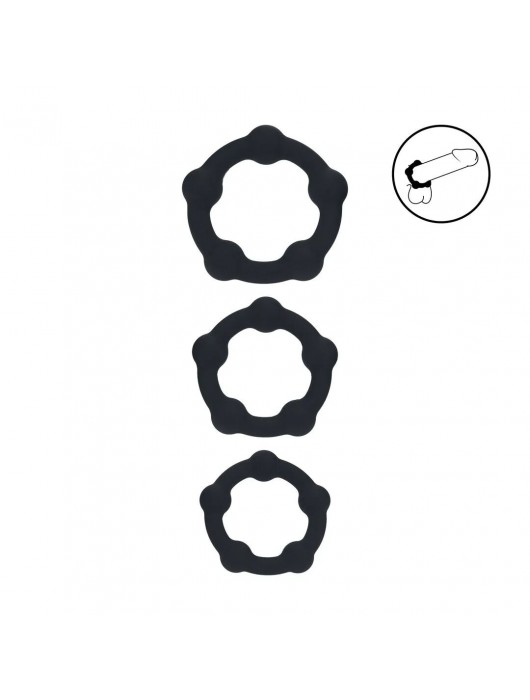 Набор из 3 эрекционных колец Beaded Silicone Cockring Set - Shots Media BV - в Бийске купить с доставкой