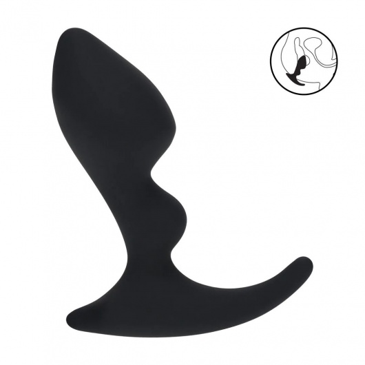 Черная анальная пробка для массажа простаты Double Ripple Silicone Prostate Massager - Shots Media BV - в Бийске купить с доставкой
