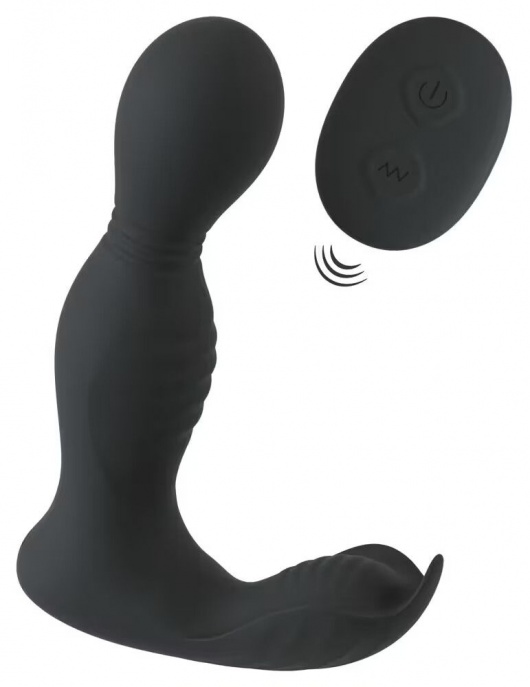Черная анальная пробка с вибрацией, вращением и пультом ДУ RC Butt Plug with 2 Functions - Orion - в Бийске купить с доставкой