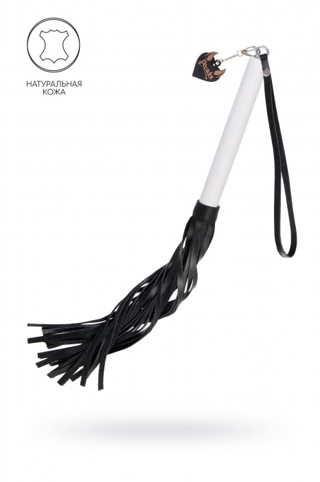 Плеть с белой рукоятью и чёрными хлыстами - 50 см. - Pecado - купить с доставкой в Бийске