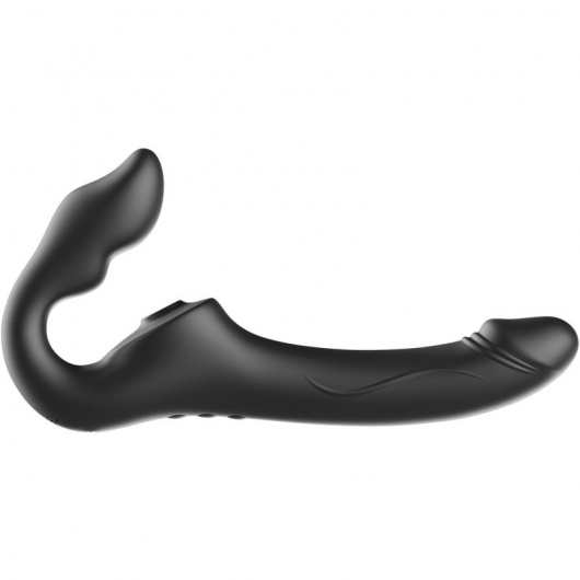 Черный безремневой страпон с 3 моторами - Ibiza - купить с доставкой в Бийске