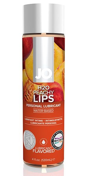 Лубрикант на водной основе с ароматом персика JO Flavored Peachy Lips - 120 мл. - System JO - купить с доставкой в Бийске