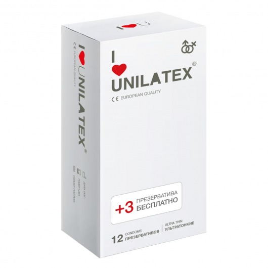 Ультратонкие презервативы Unilatex Ultra Thin - 12 шт. + 3 шт. в подарок - Unilatex - купить с доставкой в Бийске