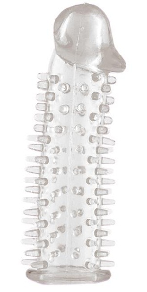 Прозрачная насадка на половой член с закрытой головкой и шипами - 12,5 см. - Toyfa Basic - в Бийске купить с доставкой