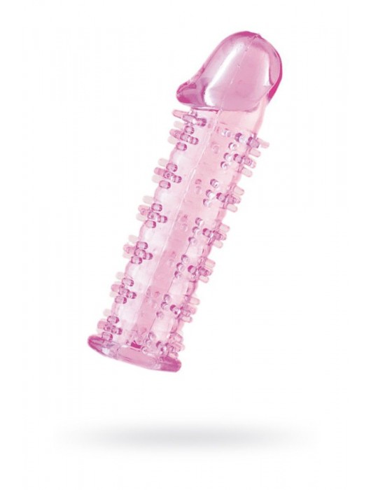 Гелевая розовая насадка на фаллос с шипами - 12 см. - Toyfa Basic - в Бийске купить с доставкой