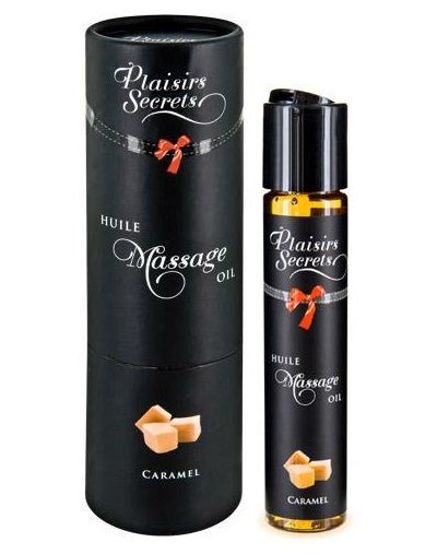 Массажное масло с ароматом карамели Huile de Massage Gourmande Caramel - 59 мл. - Plaisir Secret - купить с доставкой в Бийске