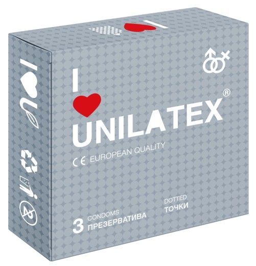 Презервативы с точками Unilatex Dotted - 3 шт. - Unilatex - купить с доставкой в Бийске