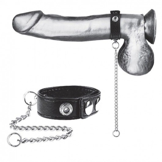 Утяжка на пенис с поводком Snap Cock Ring With 12  Leash - BlueLine - купить с доставкой в Бийске